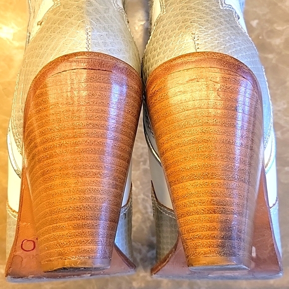 PARA RAIO Genuine Leather Western Silver & White Cowgirl Boots, Sz 9 - Picture 13 of 16